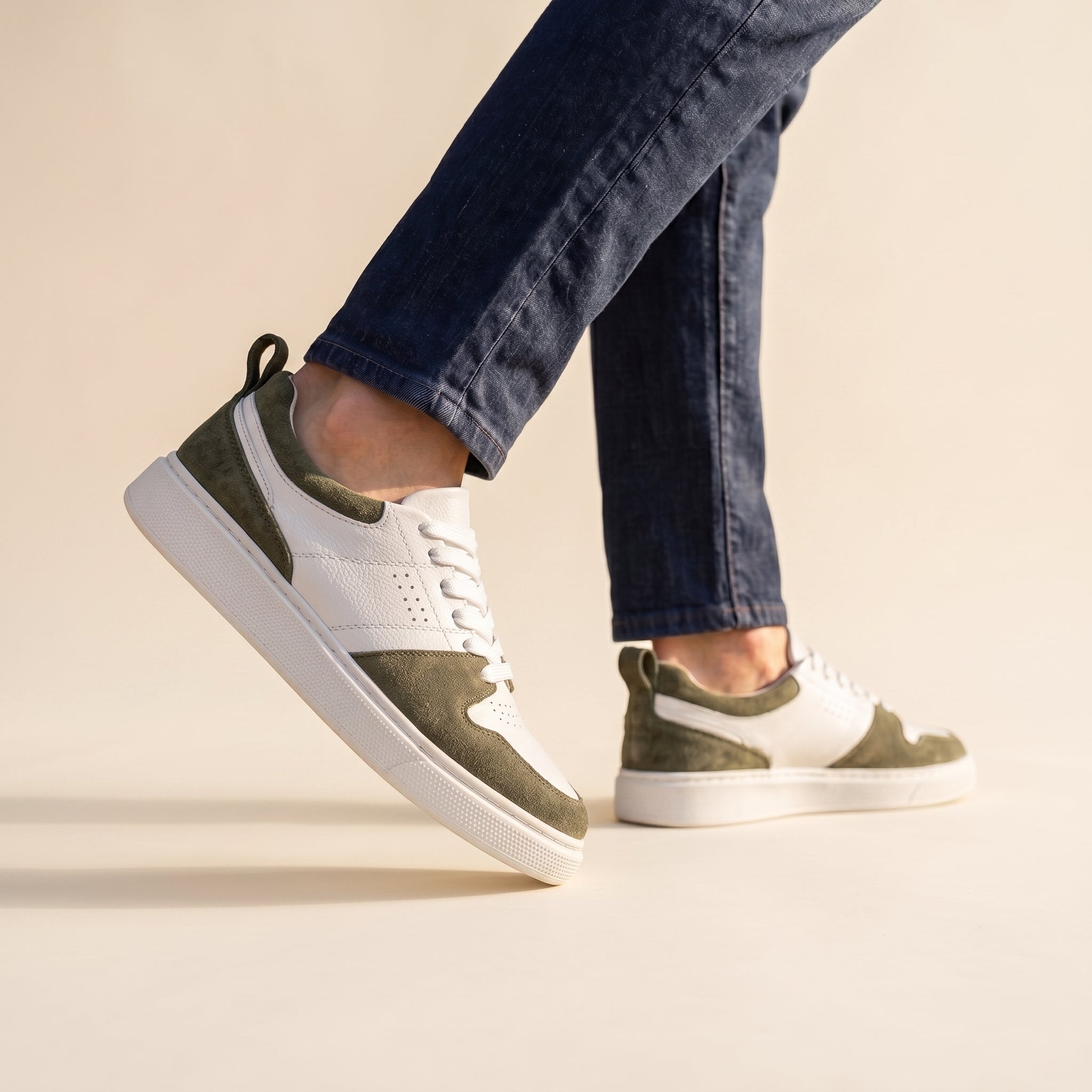 Blanc / Vert Olive