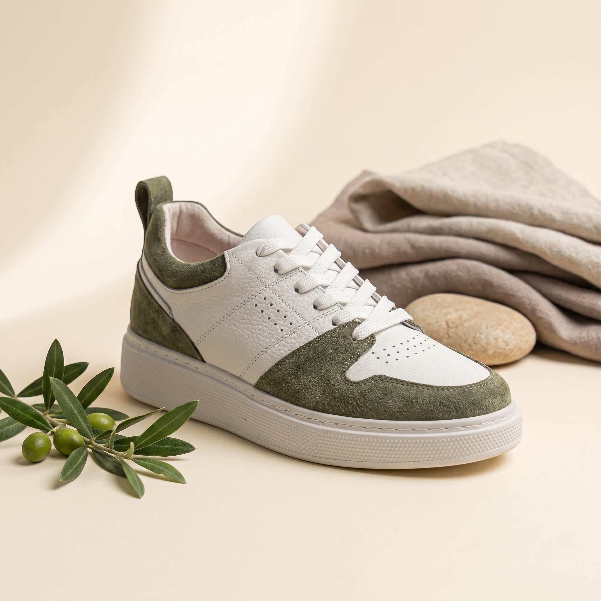 Blanc / Vert Olive