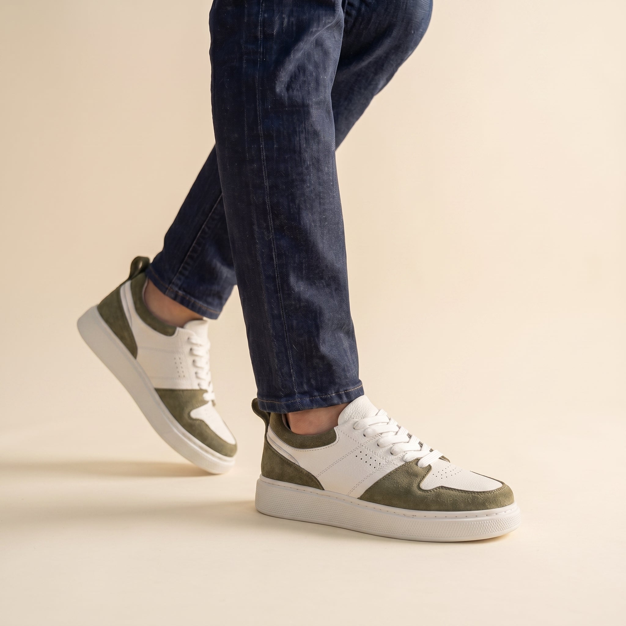 Blanc / Vert Olive