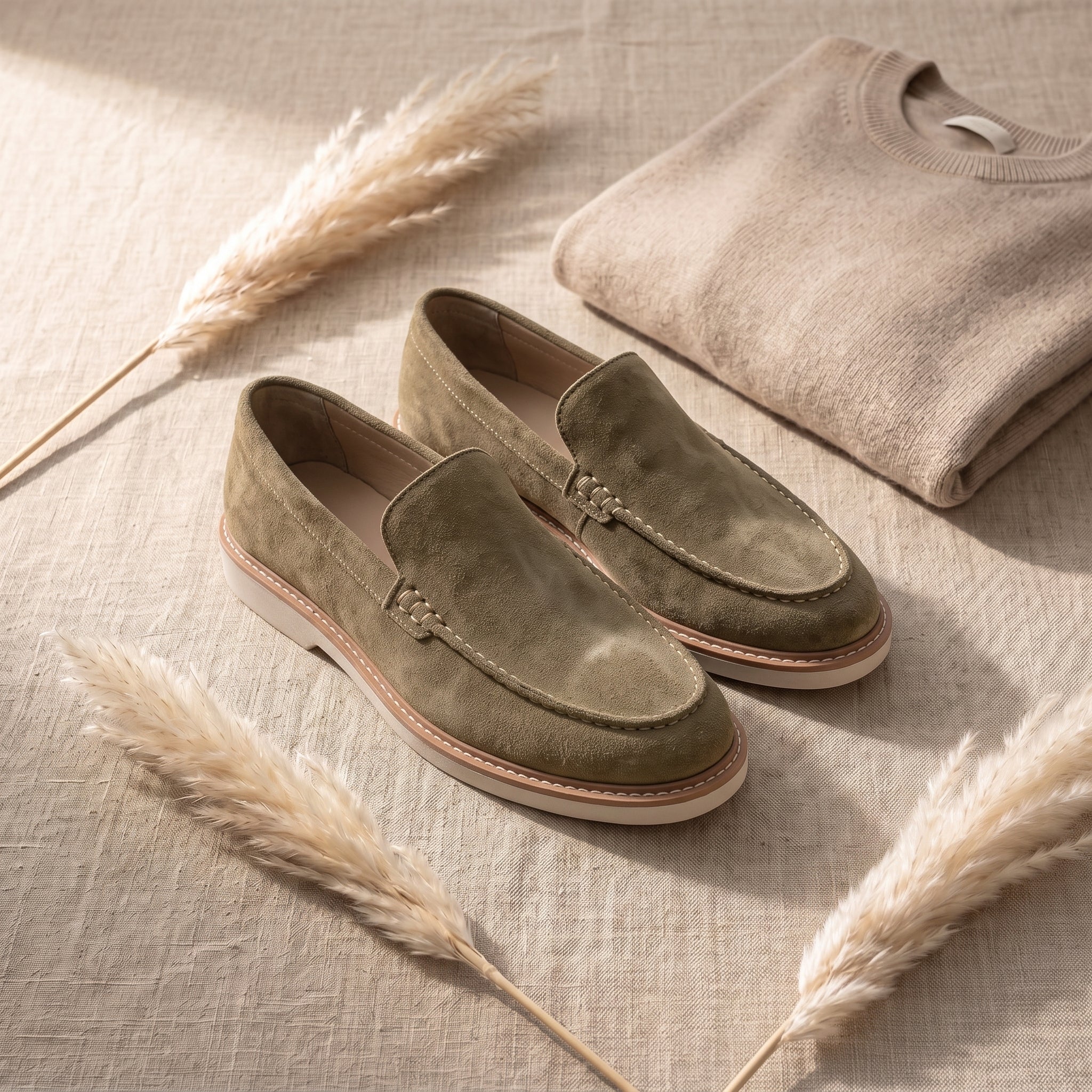 Mocassin Luxurio en Daim — (Semelle à Trépointe Cousue)